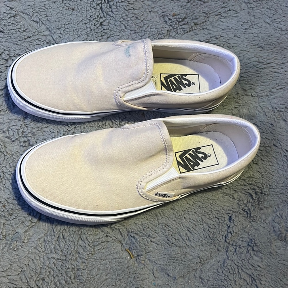 Beige slide on vans